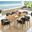 Vienna 7-Piece Outdoor Patio Teak and Rope Dining Set with Curved-Back Armchairs In Natural and Black