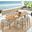 Vienna 7-Piece Outdoor Patio Teak and Rope Dining Set with Curved-Back Armchairs In Natural