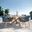 Wellspring 5 Piece Outdoor Patio Teak Wood Dining Set In Blue Graphite