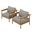 Wren Outdoor Patio Teak Wood Armchair Set of 2 In Natural and Driftwood