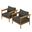 Wren Outdoor Patio Teak Wood Armchair Set of 2 In Natural and Flint Gray