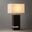 Zen White Linen Shade Standing Table Lamp with Night Light In Espresso and Brushed Nickel