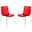 2 LeisureMod Astor Transparent Red Plastic Dining Chairs