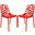 2 LeisureMod Devon Red Aluminum Armless Chairs