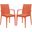 2 LeisureMod Weave Orange Mace Indoor Outdoor Arm Chairs