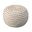 20 Inch Cotton Blend Round Striped Pouf Ottoman In White