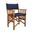 20 Inch Wood Solid Wood Indoor Outdoor Director Chair with Navy Blue Cushion In Navy Blue and Natural