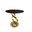 21 Inch Stone and Stainless Steel Round Pedestal End Table In Black and Gold