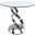 21 Inch Stone and Stainless Steel Round Pedestal End Table In White and Silver