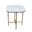22 Inch Ceramic and Metal Square End Table In White and Gold