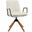 23 Inch Faux Leather Swivel Arm Chair In Off White and Brown