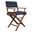 23 Inch Solid Wood Indoor Outdoor Director Chair with Navy Blue Cushion In Brown and Navy Blue