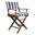 23 Inch Wood Solid Wood Indoor Outdoor Director Chair with Blue and White Cushion In Blue and White