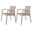 24 Inch Faux Rattan Heavy Duty Plastic Outdoor Stacking Arm Chairs Set of 4 In Taupe