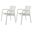 24 Inch Faux Rattan Heavy Duty Plastic Outdoor Stacking Arm Chairs Set of 4 In White