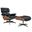 27 Inch Tufted Genuine Cowhide Swivel Lounge Chair with Ottoman In Black and Brown
