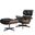 27 Inch Tufted Genuine Leather Swivel Lounge Chair with Ottoman In Light Brown and Black