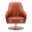 28 Inch Faux Leather and Faux Leather Swivel Arm Chair In Brown and Gold
