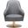 28 Inch Faux Leather and Faux Leather Swivel Arm Chair In Gray and Gold