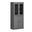32 Inch Pantry Cabinet with Clear Glass and Shaker Doors In Gray