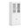 32 Inch Pantry Cabinet with Clear Glass and Shaker Doors In White