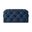33 Inch Velvet Rolling Tufted Cocktail Ottoman In Navy Blue