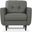35 Inch Genuine Leather Tufted Arm Chair In Gray and Black