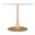 35 Inch Rounded Steel Pedestal Base Dining Table In White and Gold