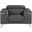 42 Inch Top Grain Leather Club Chair In Grey and Silver