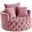 43 Inch Velvet Tufted Swivel Barrel Chair and Toss Pillows In Pink