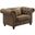 45 Inch Linen Tufted Chesterfield Chair and Toss Pillow In Black and Brown