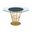 48 Inch Glass and Stainless Steel Pedestal Base Round Top Dining Table In Clear and Gold