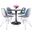 5 Piece Dining Set with 35 Inch Round Dining Table In Black Iron and 4 Abs Plastic Side Chair In Chrome and Clear