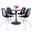 5 Piece Dining Set with 35 Inch Round Dining Table In Black Iron and 4 Abs Plastic Side Chair In Chrome and Transparent Black