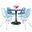 5 Piece Dining Set with 35 Inch Round Dining Table In Black Iron and 4 Abs Plastic Side Chair In Chrome and Transparent Blue