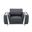 50 Inch Faux Leather Tufted Club Chair In Dark Gray and Silver