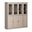 65 Inch Pantry China Cabinet with Clear Glass and Shaker Doors In Beige