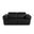 70 Inch Italian Leather Loveseat In Silver and Black