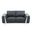 72 Inch Genuine Leather Loveseat In Dark Gray and Silver