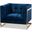 Baxton Studio Ambra Glam and Luxe Royal Blue Velvet Fabric Upholstered and Button Tufted Armchair with Gold-Tone Frame