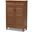 Baxton Studio Coolidge Modern and Contemporary Walnut Finished 5-Shelf Wood Shoe Storage Cabinet with Drawer