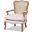 Baxton Studio Vallea Traditional French Provincial Light Pink Velvet Fabric Upholstered White-Washed Oak Wood Armchair