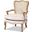 Baxton Studio Vallea Traditional French Provincial Light Beige Velvet Fabric Upholstered White-Washed Oak Wood Armchair