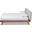Baxton Studio Brita Mid-Century Modern Light Beige Fabric Upholstered Walnut Finished Wood Queen Size Bed