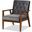Sorrento Mid-century Modern Grey Velvet Fabric Upholstered Walnut Finished Wooden Lounge Chair