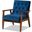 Sorrento Mid-century Modern Navy Blue Velvet Fabric Upholstered Walnut Finished Wooden Lounge Chair