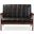 Baxton Studio Nikko Mid-Century Modern Scandinavian Style Black Faux Leather Wooden 2-Seater Loveseat