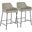 Daniella Counter Stool in Black Metal and Grey Faux Leather - Set of 2