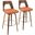 Trilogy Modern Barstool in Walnut and Orange Fabric - Set of 2