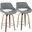 Fabrico Modern Counter Stool in Walnut and Grey Fabric - Set of 2